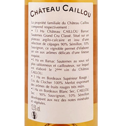 halve flesjes Sauternes 2010 chateau Caillou Grand Cru classé