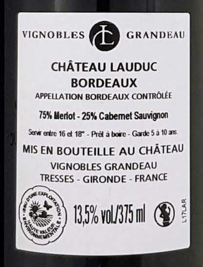 Halve flesjes Bordeaux rood 2017 Chateau Lauduc Classic