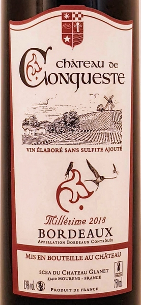 rode Bordeaux zonder sulfiet 2019 Chateau de Conqueste