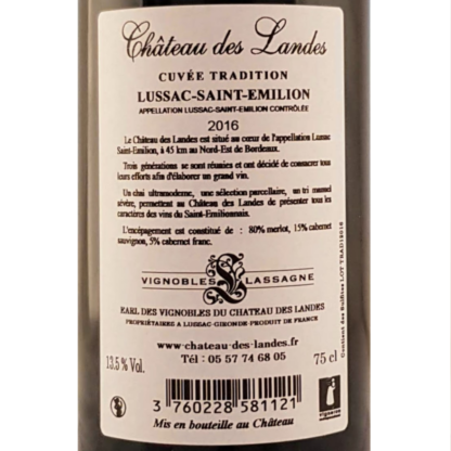 Lussac Saint Emilion 2016 Chateau Des Landes