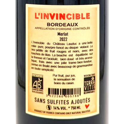 L'Invincible 2022 zonder sulfiet Bordeaux rouge